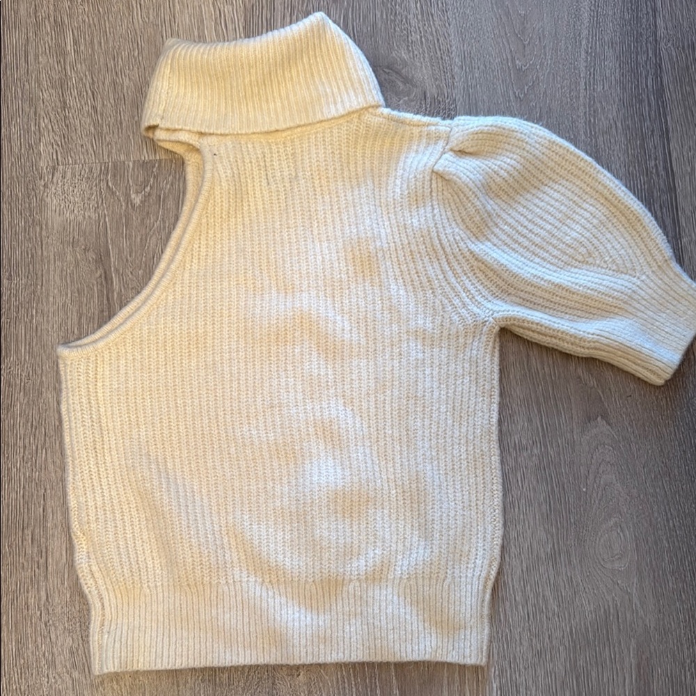 Cream One-Shoulder Knit Sweater